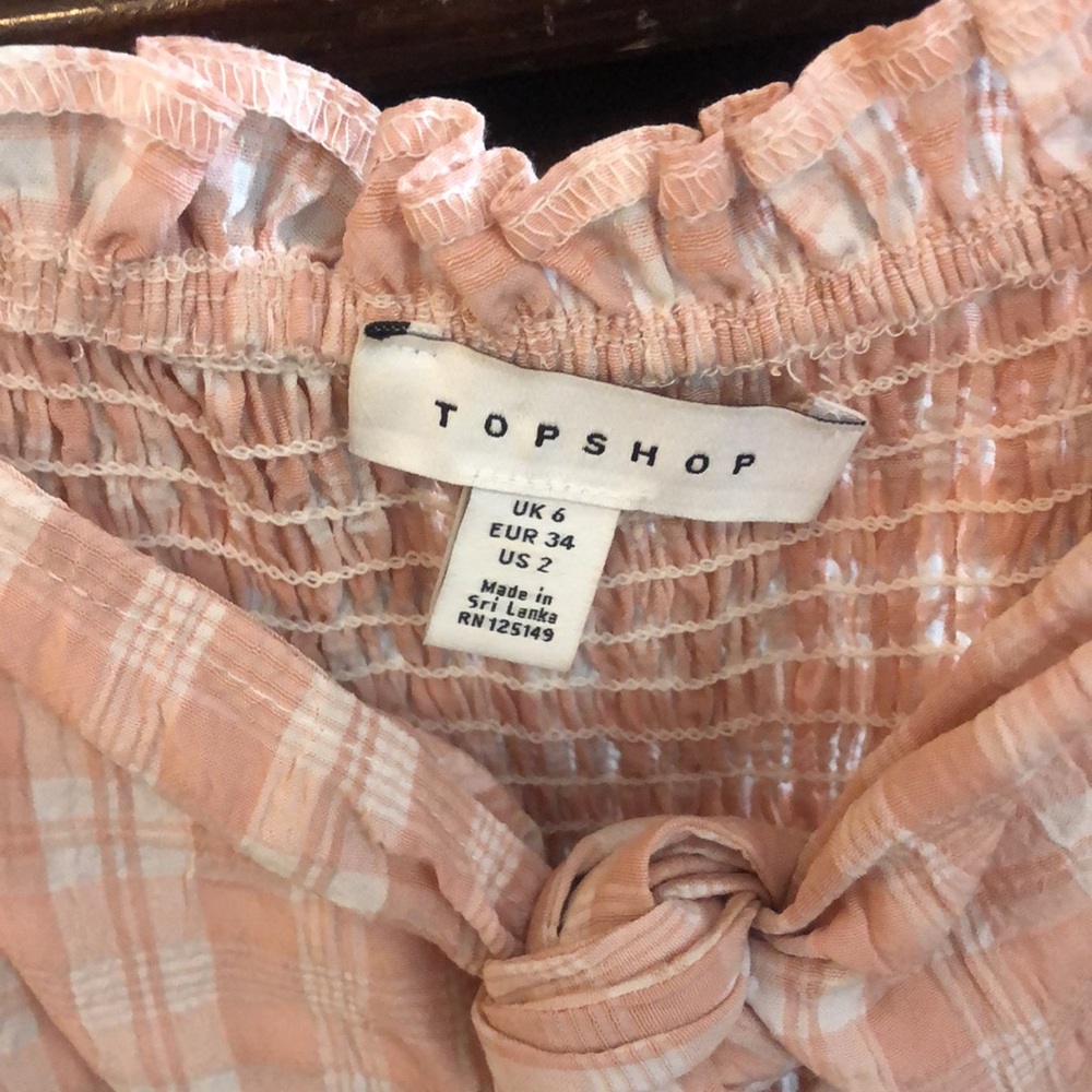 TOPSHOP PUFF SLEEVE PLAIDED ROMPER - Picture 2 of 5